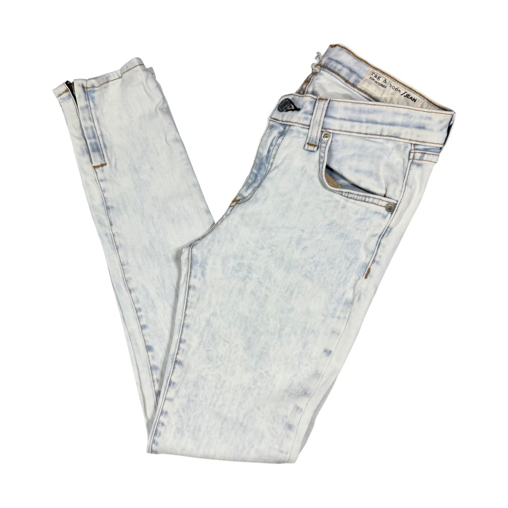 Rag Bone Jean Women's Acid Wash Skinny Jeans Zipper Ankle Size 26‎